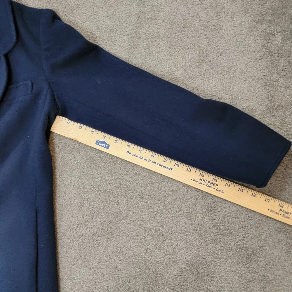 Vintage Women's Ashley Scott 100% Wool Navy Blue Coat - S - Picture 9 of 14